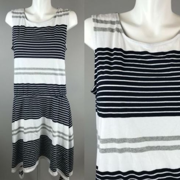 Three Dots Dresses & Skirts - Three Dots Magda Black White Striped Dress L NWT